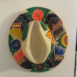 Colorful Hand-Painted Straw Hat from Mexico
